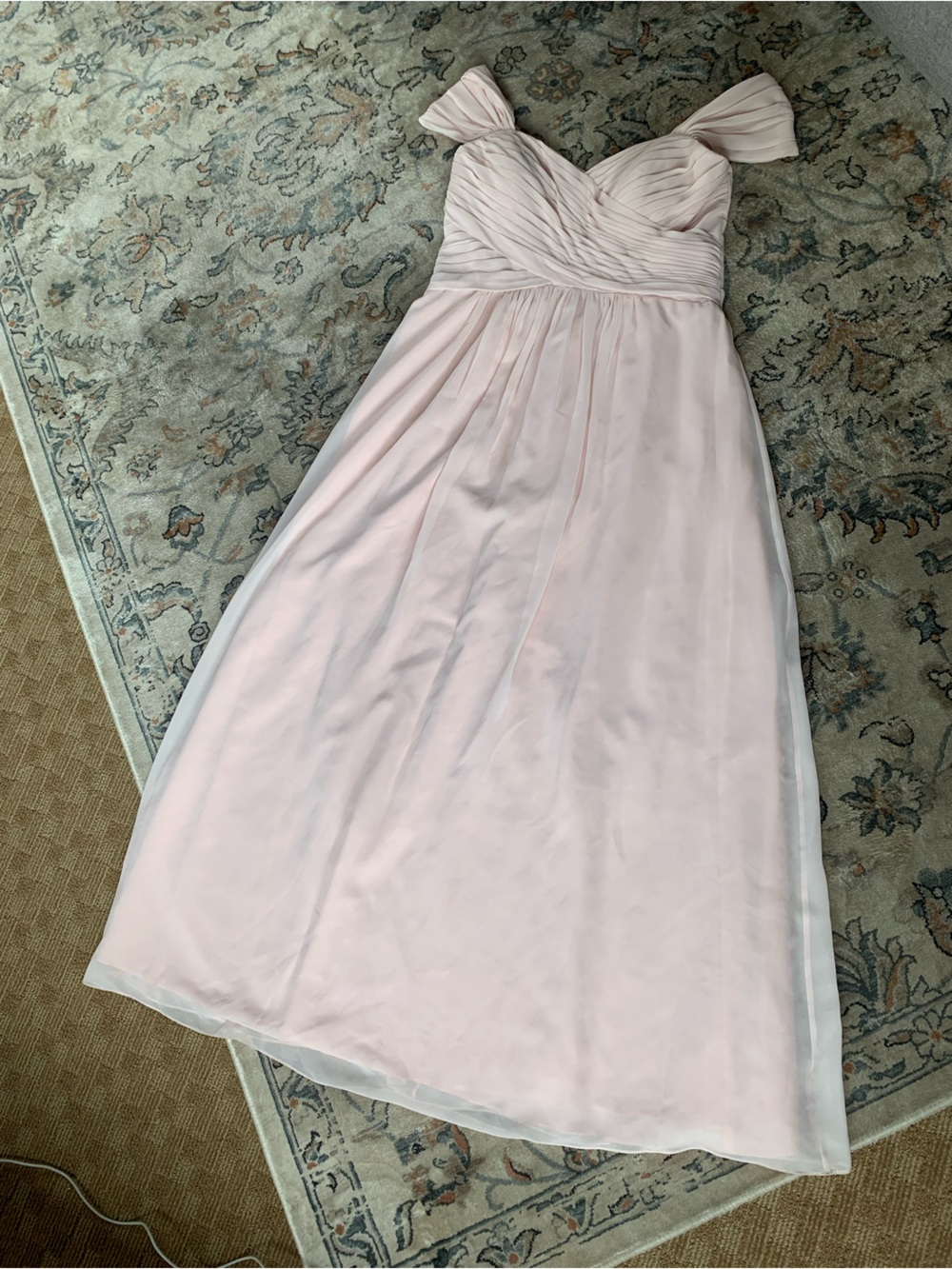 Bill Levkoff Blush Pink Chiffon Empire-Waist Wedding Dress